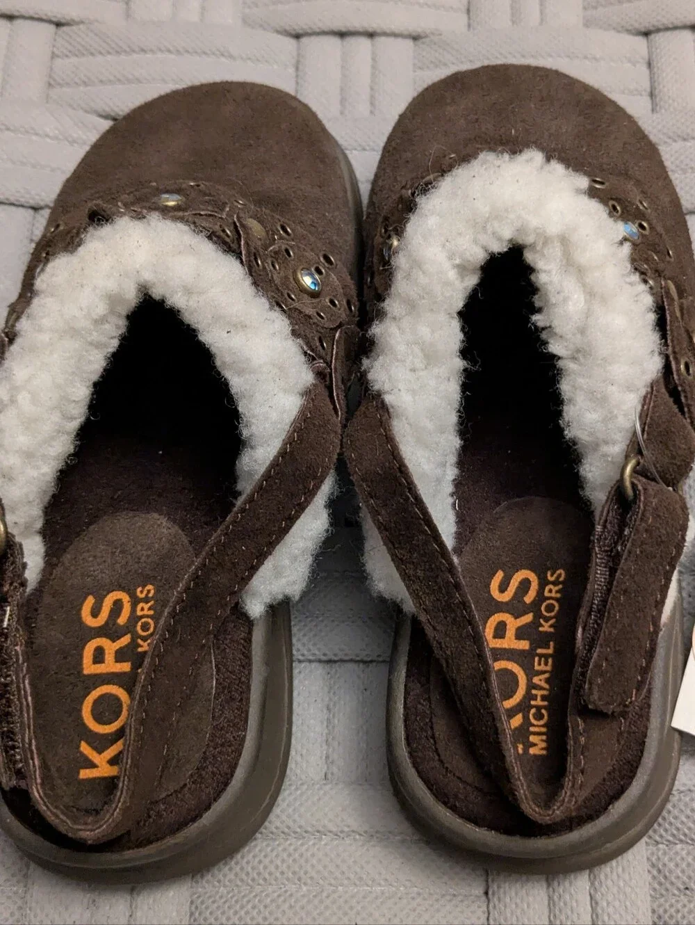 Michael Kors faux-Sherpa Lined Mules Kids Size 11 NWT
